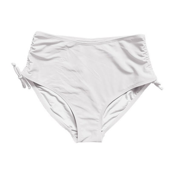 PEASKJP Women's Mid Rise Ribbed Bikini Bottom Beach Swimwear Hipster Swimsuit Bottom White 2XL