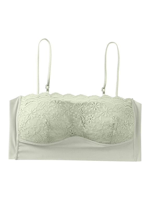 Women's Push up Underwire Bra Satrapless Bandeau Bra Stretch Bras Mint Green One Size