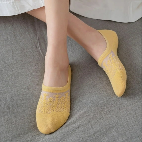PEASKJP Women's Socks Ankle No Show Socks Womens Low Cut Non Slip Invisible Socks for Women Summer (Yellow,One Size)