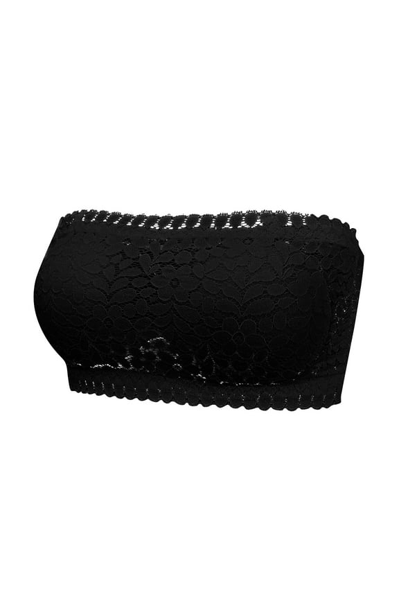 Women's Strapless Bras Solid Strapless Bra for Women Padded Seamless Bandeau Bra Tube Top Non Slip Bralette for Women Black 3X-L