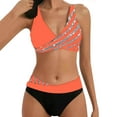 thumbnail image 1 of PEASKJP Women's Swimsuits 2 Piece Push-up Spaghetti Strap Top Thong Swimsuit Bathing Suit Bikini Sets for Women Orange M, 1 of 5