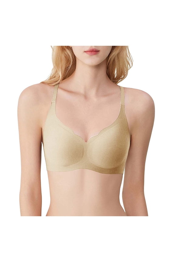 Women's Underwire Bra Full Coverage Balconette T-Shirt Bra for Full Figures 32BCD-38BCD (Beige,32BCD)
