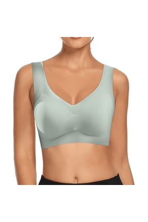 Womens Bra Comfortable Wireless Padded BaletteComfort Bralette Green XL
