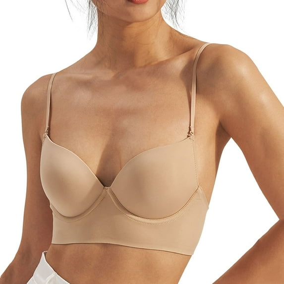 PEASKJP Womens Bras Women's Cloud Super Soft Wireless Lightly Lined Comfort Bra,Beige B