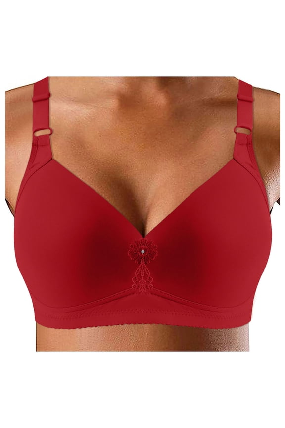 Womens Bras Women's Cloud Super Soft Wireless Lightly Lined Comfort Bra (Red,48)