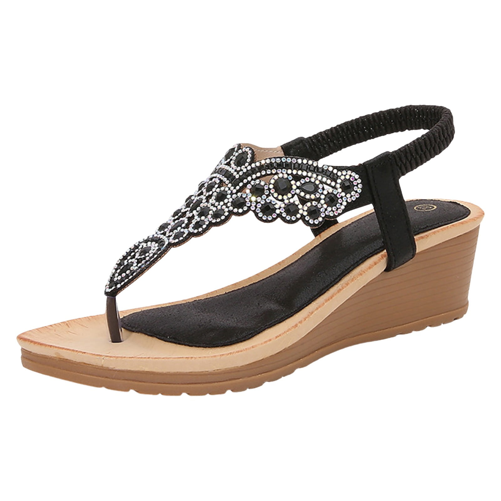 PEASKJP Womens Dress Sandals Womens Bianca Wedge Heel Flip Flop Sandal