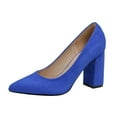 thumbnail image 1 of PEASKJP Womens Heels Women's Low Block Heels Sandals Open Toe Ankle Strap High Heel Dress Sandals Daily Work Party Shoes (Blue,8), 1 of 4