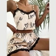 thumbnail image 1 of PEASKJP Womens Loungewear Sets Short Sleeve Shirt and Capri Pants Sleepwear Pjs Sets Plus Size Pajama Sets Beige X-L, 1 of 4