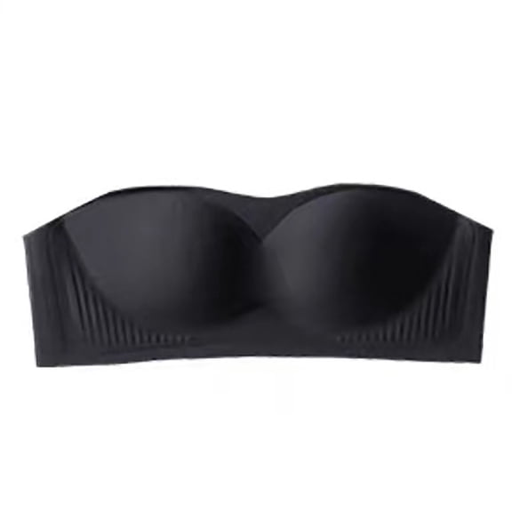 PEASKJP Womens Padded Bandeau Bra Plus Size Plus Size Strapless Bra Tshirt Bra Black D