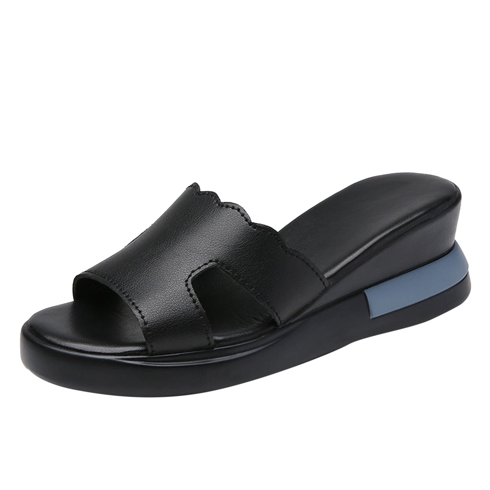 HELLE FASHION Women's EUDORA Black Dolly Quarterstrap Sandal - Comfort Dress Sandals With Arch Support