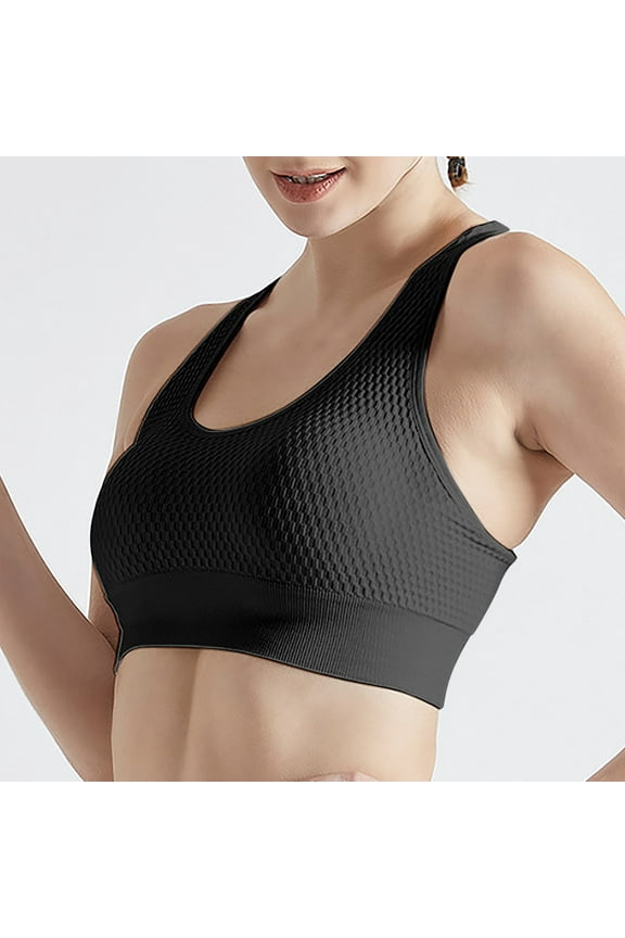 Womens Sports Bras Plus Size Wireless Racerback Moisture-Wicking Stretch Sports Bra with Compression Support (Black,3XL)