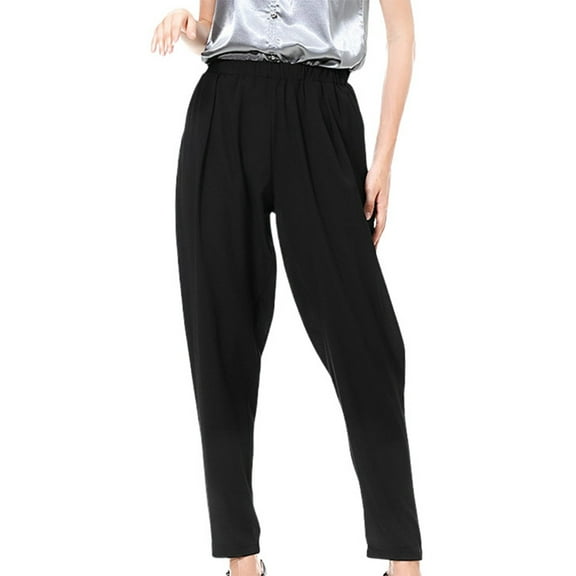 PEASKJP Work Pants for Women Plus Size Women's Casual Skinny Leggings Stretchy High Waisted Work Pants (Black,L)