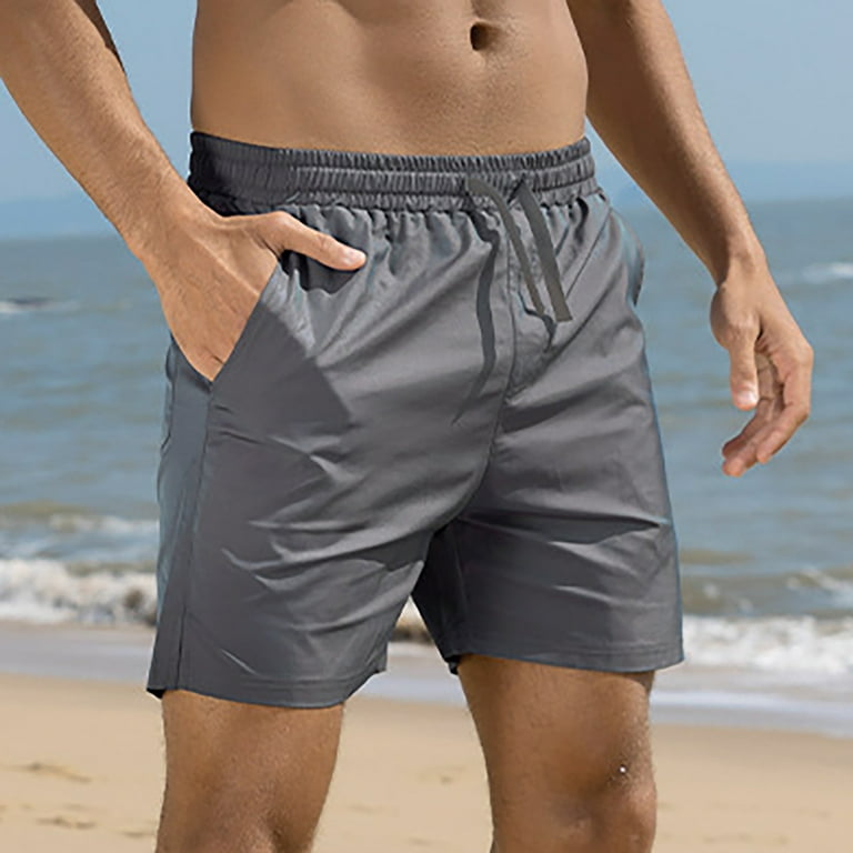 PEASKJP Work Shorts for Men Mens Casual Elastic Waist Cargo Shorts Relaxed Fit Outdoor Multi Pocket Work Shorts Grey M