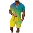 thumbnail image 1 of PEASKJP Workout Short Sets for Men Men's Tracksuit 2 Piece Polo Athletic Sweatsuit and Shorts Sets Short Sleeve Casual Sports Outfits (Yellow,4XL), 1 of 4