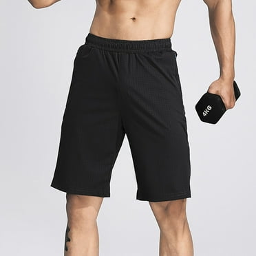 PEASKJP Workout Shorts Men Big And Tall Men's Elastic-Waist Casual Stretch Short Shorts (Black,L)