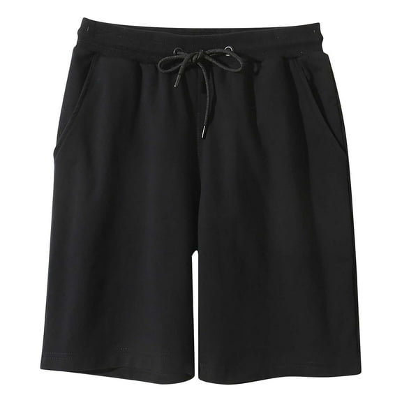 PEASKJP Workout Shorts Men Men's Shorts Elastic Waist Sweat Shorts with Zipper Pockets (Black,M)
