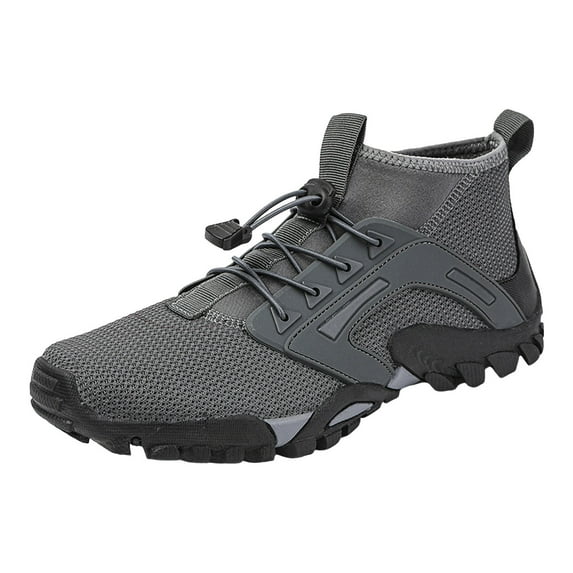 PEASKJP Works Men's Shoes Breathable Lightweight Mesh Anti-Slip Comfort Gym Shoes Sneakers Gray 45