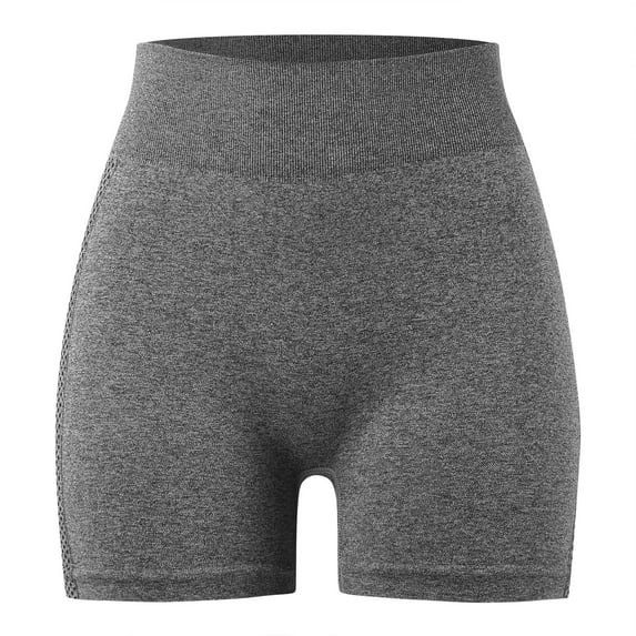 PEASKJP Yoga Shorts for Women Tummy Control High Waist Stretchy Hiking Shorts Workout Yoga Shorts Grey L
