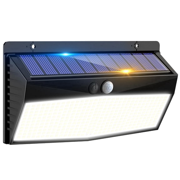 HOVMAP Solar Wall Light Outdoor Motion Sensor 368LED 3700LM IP65 Waterproof ABS Black 1Pack for Yard Porch Fence, Security Lights Waterproof with 3 Lighting Modes