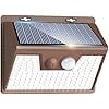 PEASUR Solar Lights Outdoor Motion Sensor 1 Pack/140LED/Brown, Ultra-Bright 3 Mode Fence Security Light Waterproof, Solar Wall Lighting for Patio Yard Step House Outside