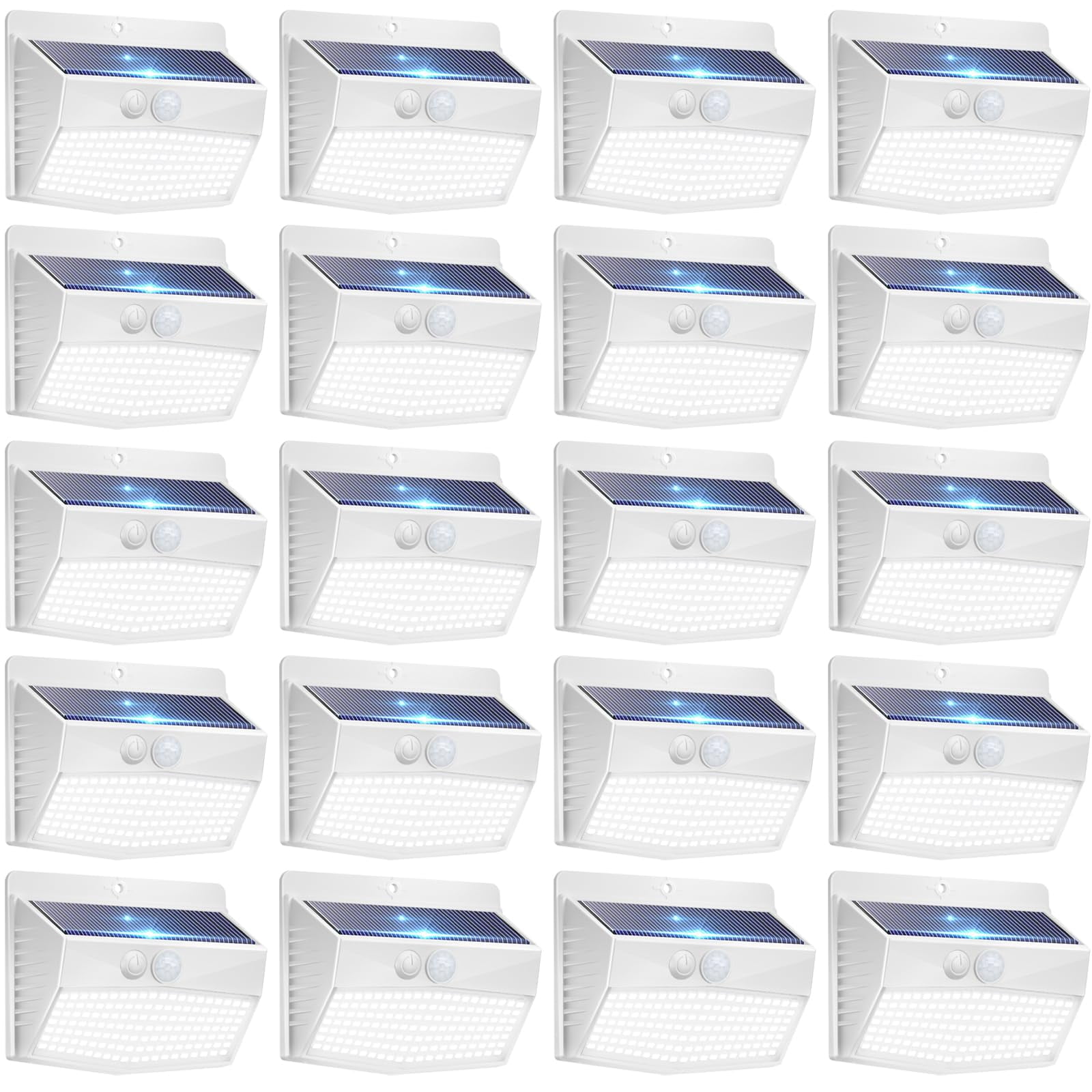 Solar Lights Outdoor Motion Sensor 20 Packs Security Light with 3 Lighting Modes Wall Lights Waterproof Solar Powered Lights for Garden Fence Yard, White