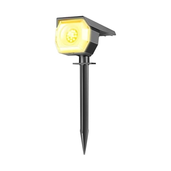 HOVMAP COB Solar Spot Lights Outdoor 1500mAh 3 Brightness Levels IP65 Durable ABS 1 Pack for Patio Driveway Walkway Lawn Trees, 1Pc Warm light