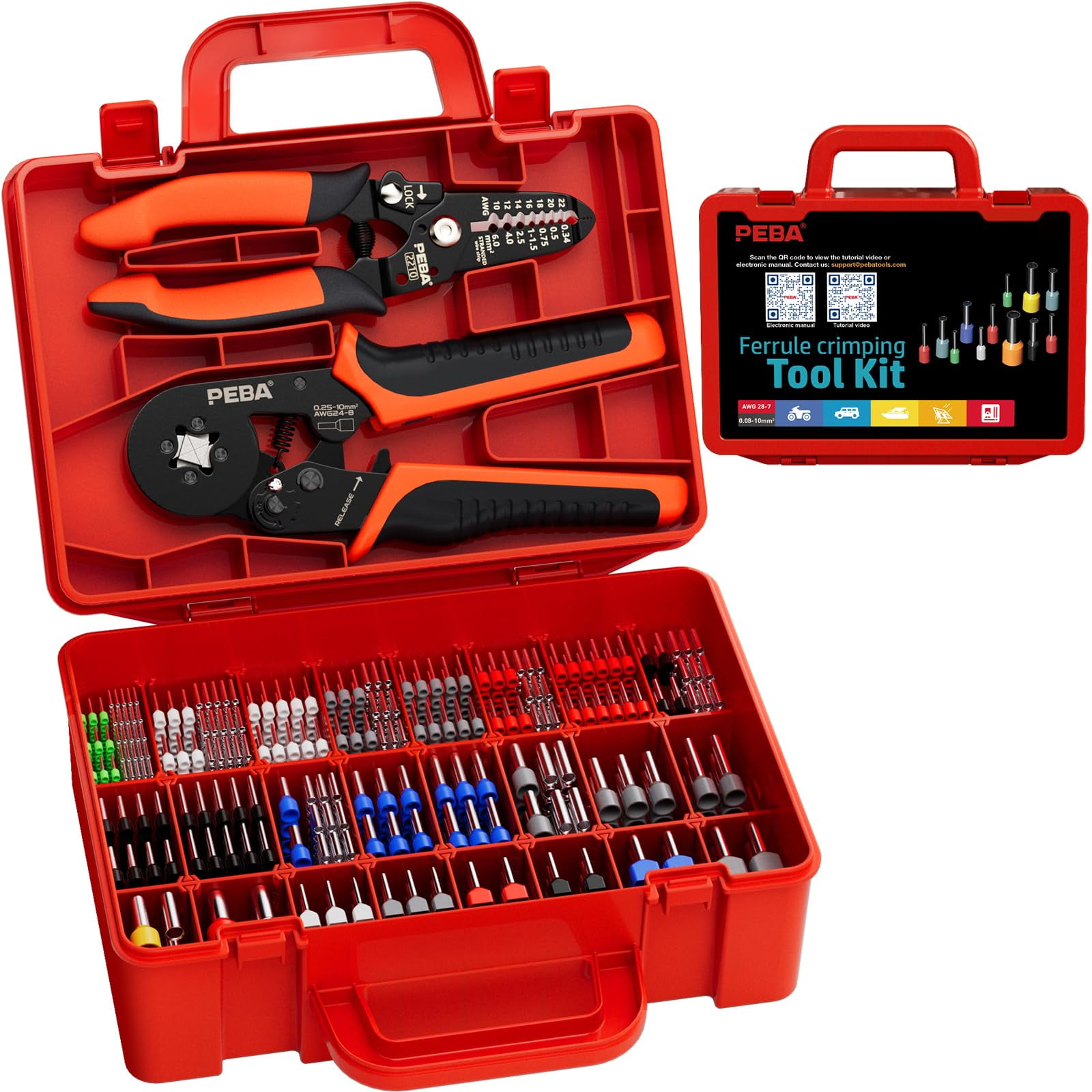 2200-Piece Ferrule Crimping Tool Kit - Self-Adjusting Crimper With Wire Ferrules, AWG 30-5, For Electrical & DIY Projects