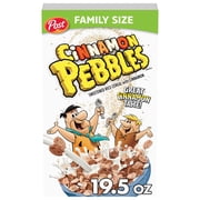 Post Cinnamon Pebbles Breakfast Cereal, Gluten Free, Family Size Box, 19.5 oz