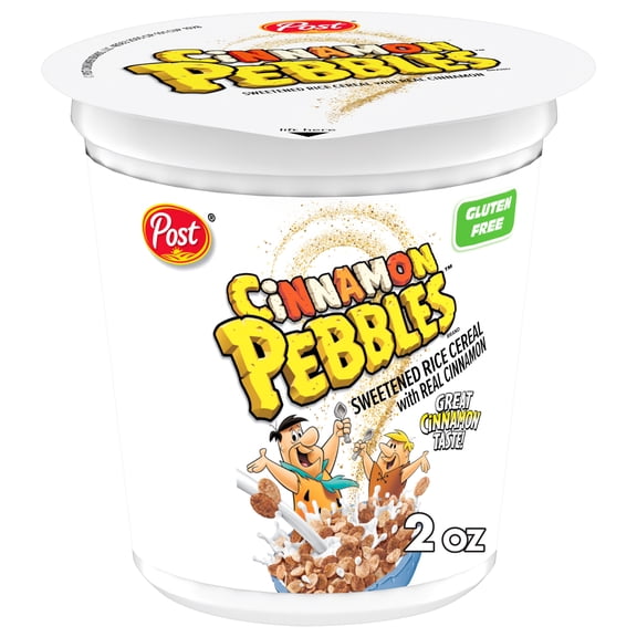 Post Cinnamon PEBBLES Breakfast Cereal, Gluten Free, On-the-Go Snack, 2 oz Individual Cup