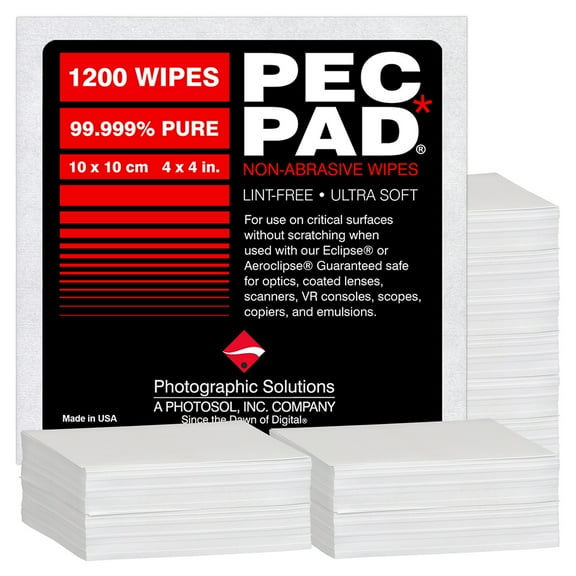 PEC-PAD Lint Free Wipes 4x4 Non-Abrasive Ultra Soft Wipes for Cleaning Sensitive Surfaces Like Camera, Lens, Filters, Film, Scanners, Telescopes, Microscopes, Binoculars. (1200 Sheets Per/Pkg)