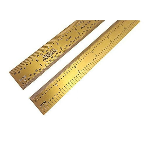 PEC Tools Rigid 12" 5R Titanium Nitride Coated Extreme Scratch Resistant Ultra High Contrast Machinist Ruler Scale with Markings 1/10, 1/100, 1/32 & 1/64 502-012TN$$Tools