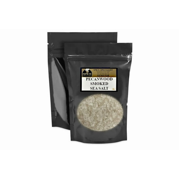 PECAN WOOD SMOKED SEA SALT - 10 oz. Bag ( 0.63 lbs. ) - KOSHER