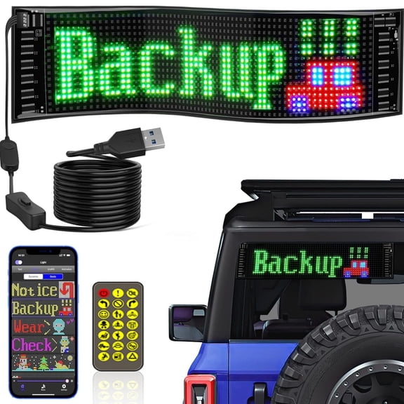 PECHAM 14.7 inch Flexible Programmable LED Sign, Car Decor Scrolling Light Sign with App Control Custom Text Pattern Pre-Made Animation