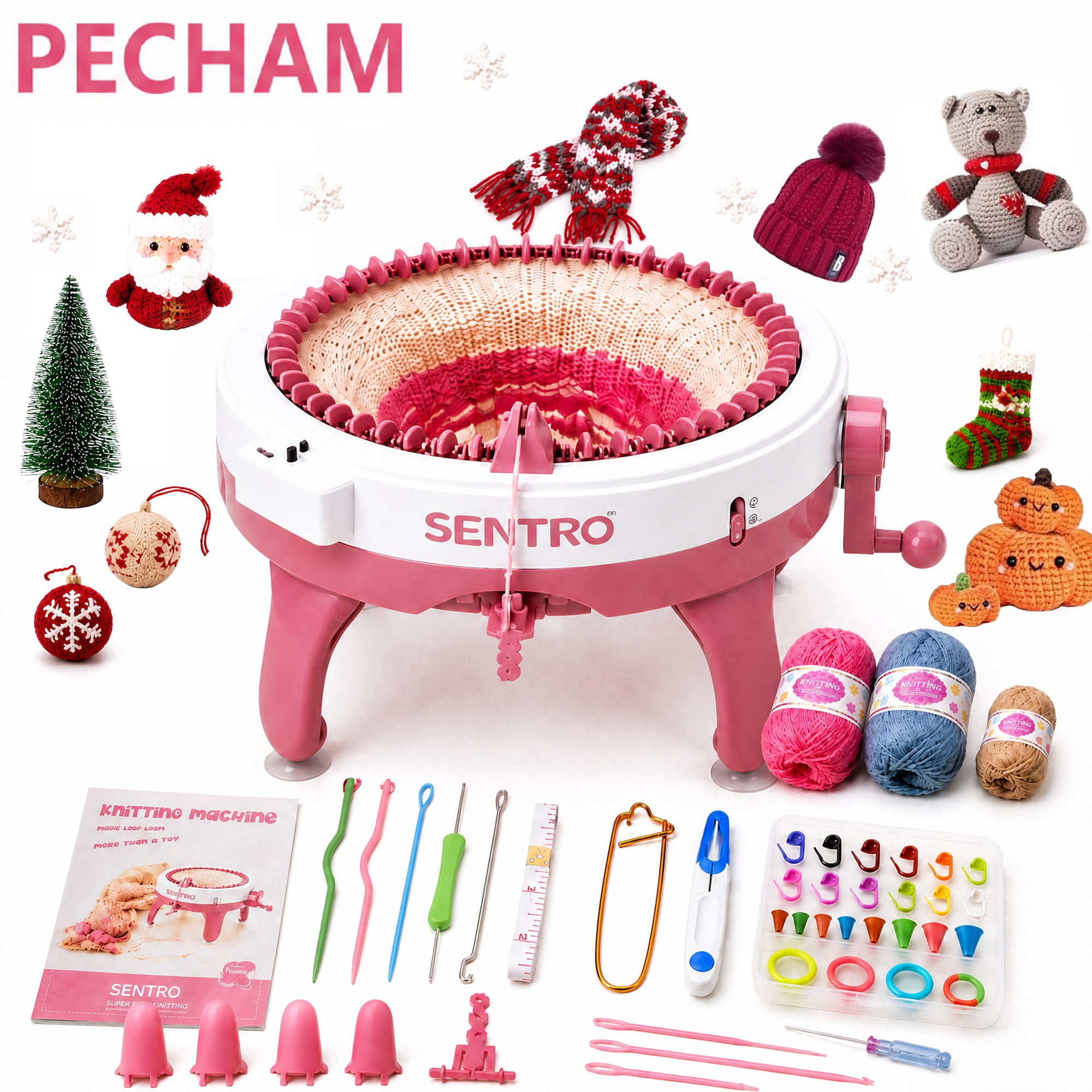 PECHAM 48 Needles Knitting Machine with Row Counter, Smart Knitting ...