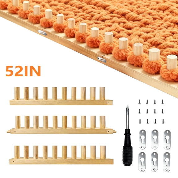 PECHAM 52" Chunky Blanket Loom Kit, Adjustable DIY Wooden Weaving Blanket Maker, No Needles Craft Kit for Home Decor & Stress Relief, Beginner-Friendly