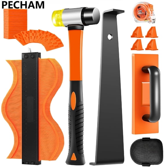 PECHAM 67PCS Laminate Flooring Tools, 7 in 1 Professional Flooring Installation Kit - Orange