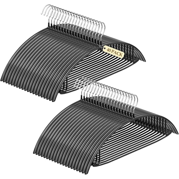 UEAKPIC PVC Coating Clothes Hangers 40 Pack, 16.5 inch Non Slip Metal Sweater Hanger, for Suit, Dress, Jacket, Pant, Shirt