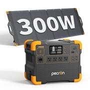 PECRON E1500LFP Portable Power Station 1536Wh Capacity 2200W AC Outport LiFePO4 Battery Portable Generators with PV300 330W Solar Panel Kit for Camping RV Off-grid Backup