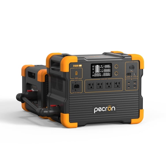 PECRON E1500LFP Portable Power Station 1536Wh with EP3800-48V 3840Wh Expansion Battery Pack Up to 5376Wh Capacity LiFePO4 Solar Generators 2200W AC Outlets UPS for Home Emergency Backup