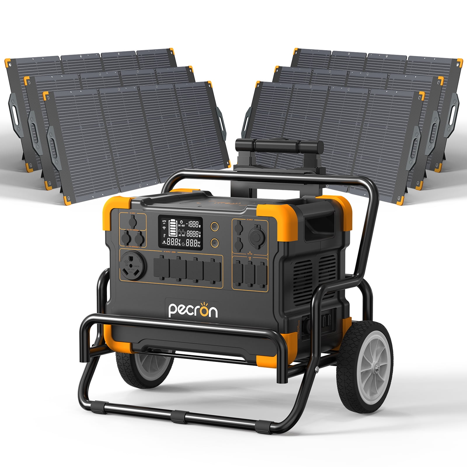 PECRON E2000LFP 1920Wh/2000W Portable Power Station with 6*200W Solar Panels Cart Kit Solar Generator for Home Emergency, Camping, Travel, RV, Off-Grid