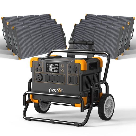 PECRON E2000LFP 1920Wh/2000W Portable Power Station with 6*200W Solar Panels Cart Kit Solar Generator for Home Emergency, Camping, Travel, RV, Off-Grid