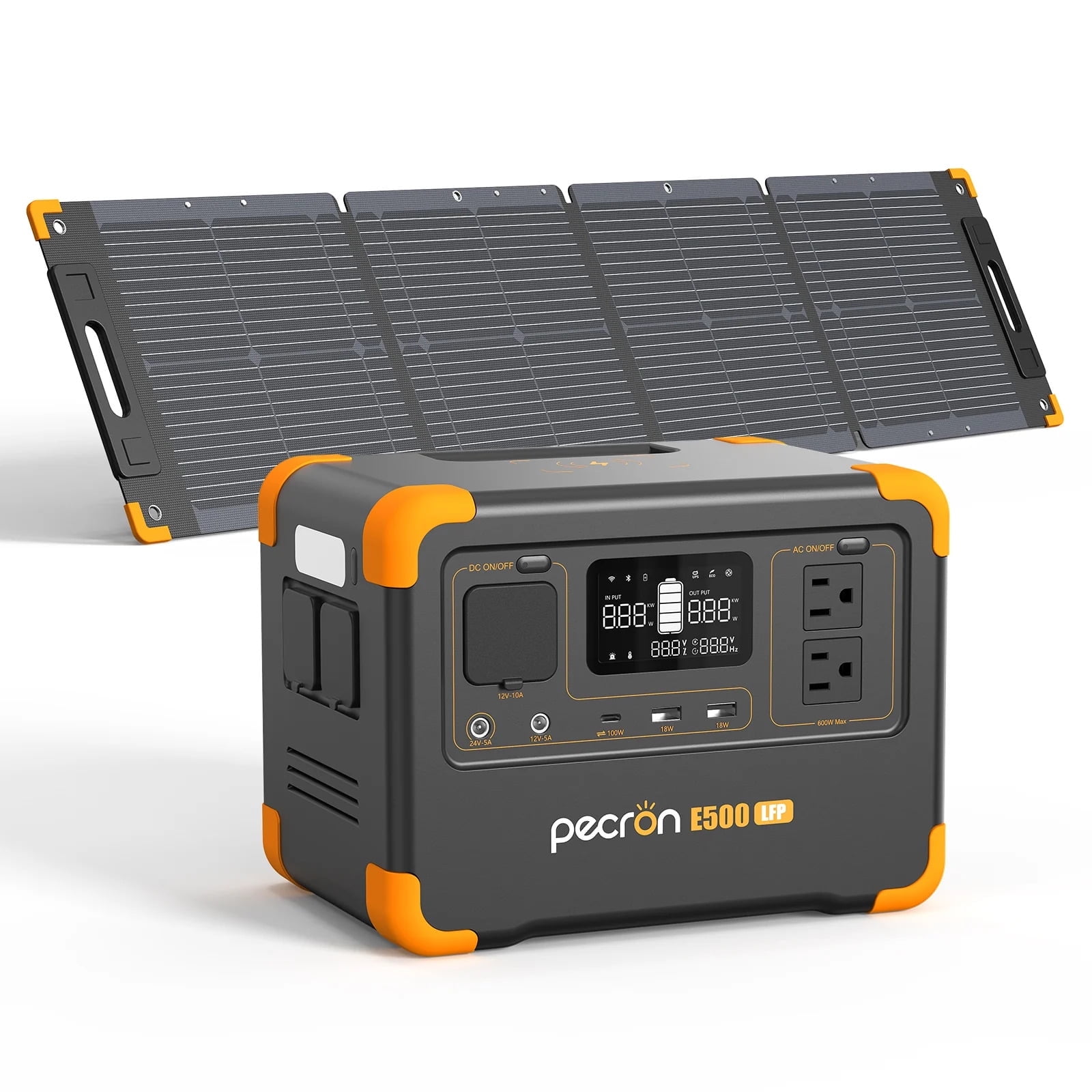 Pecron E500LFP 576Wh 600W Portable Solar Generator, LiFePO4