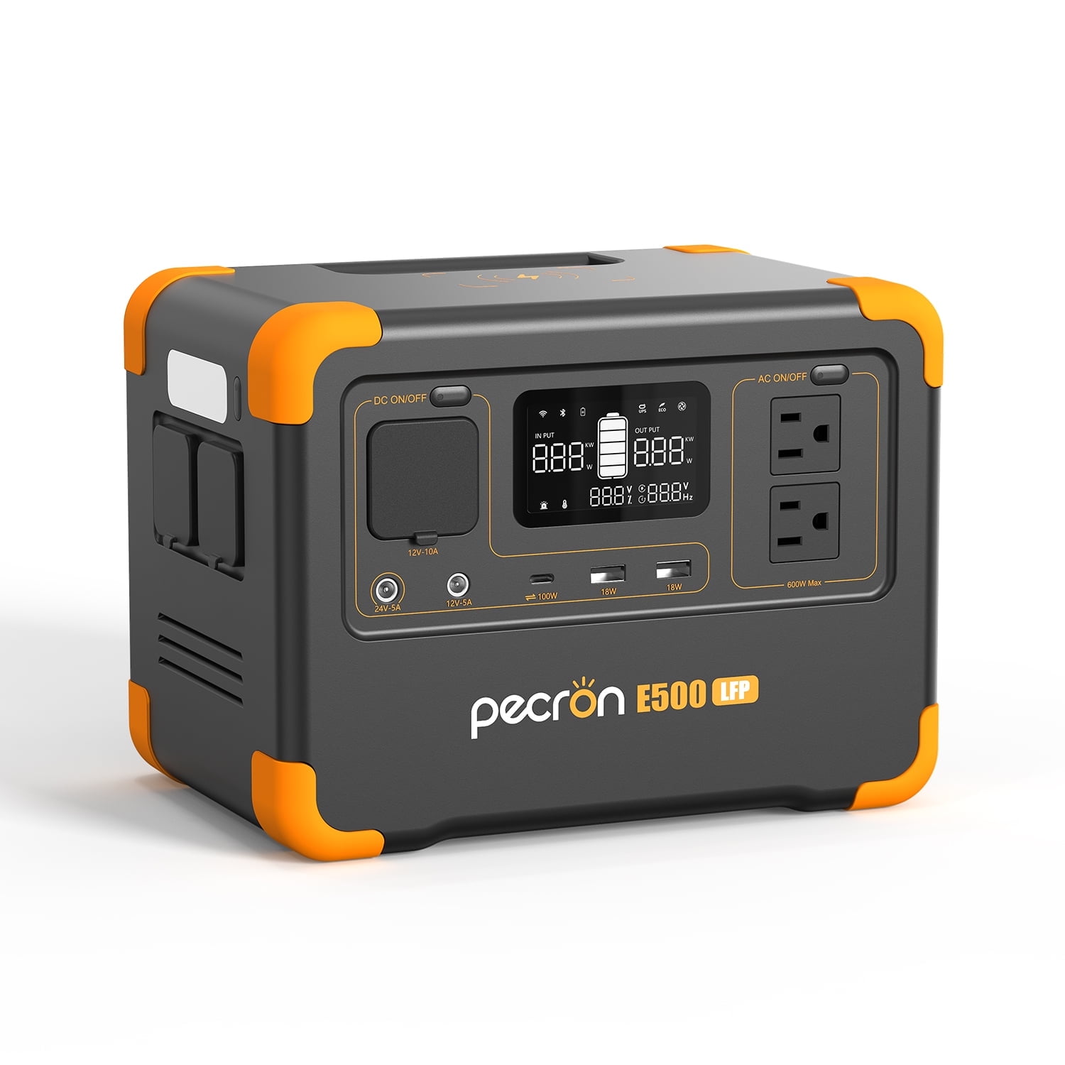 PECRON E500LFP 576Wh/600W Portable Power Station, UPS Function APP Control High Performance AC Outlet Portable Generator LiFePO4 Battery Generator For Home Emergency, Camping Travel,RV,off-Grid