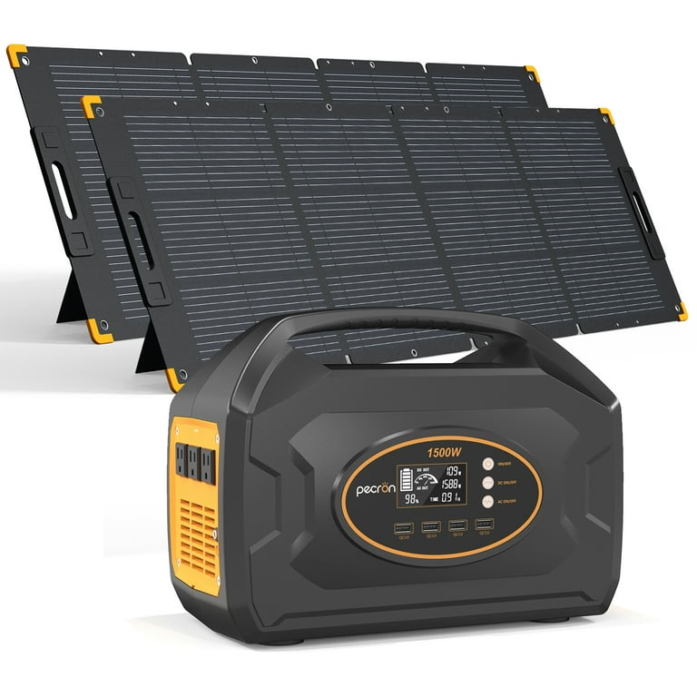 PECRON S1500 1461Wh/1500W Portable Power Station included 2*200W/36V Solar  Panels Kit Solar Generator for Camping RV Off-grid