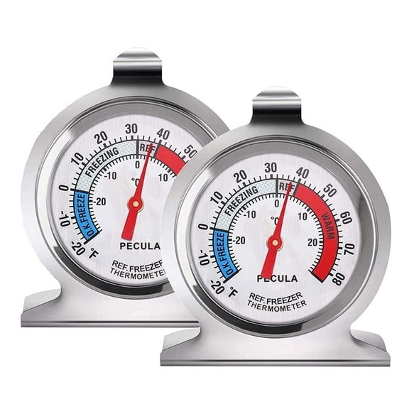 PECULA 2 Pack Refrigerator Thermometer, -30~30°C/-20~80°F, Classic Fridge Analog Thermometer Large Dial with Red Indicator Thermometer for Freezer Refrigerator Cooler