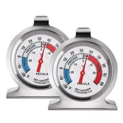 PECULA 2 Pack Refrigerator Thermometer, -30~30°C/-20~80°F, Classic Fridge Analog Thermometer Large Dial with Red Indicator Thermometer for Freezer Refrigerator Cooler