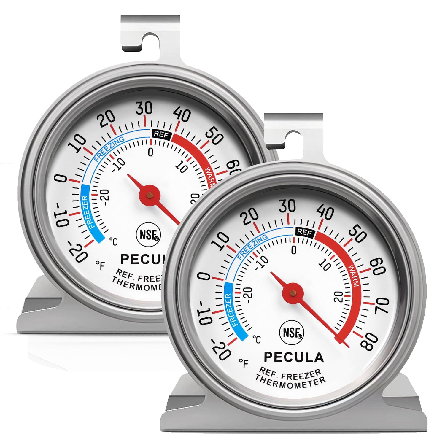 PECULA 2 Pack Refrigerator Thermometer Large Dial, Freezer Thermometer