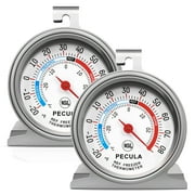 PECULA 2 Pack Refrigerator Thermometer Large Dial, Freezer Thermometer -30-30 Deg ℃/-20-80 Deg ℉, Fridge Thermometer by Stainless Steel, Thermometer for Fridge Suitable for Refrigerators and Freezers