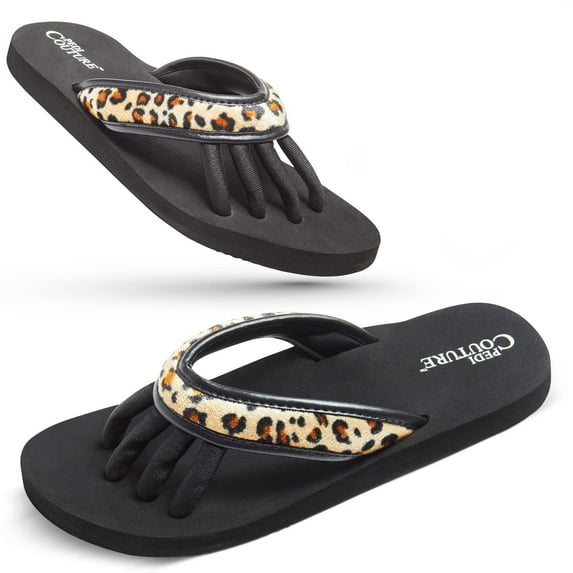 Pedi Couture Pedicure Sandals for Women - Toe Separator Slippers - Leopard - X-Large 10-11