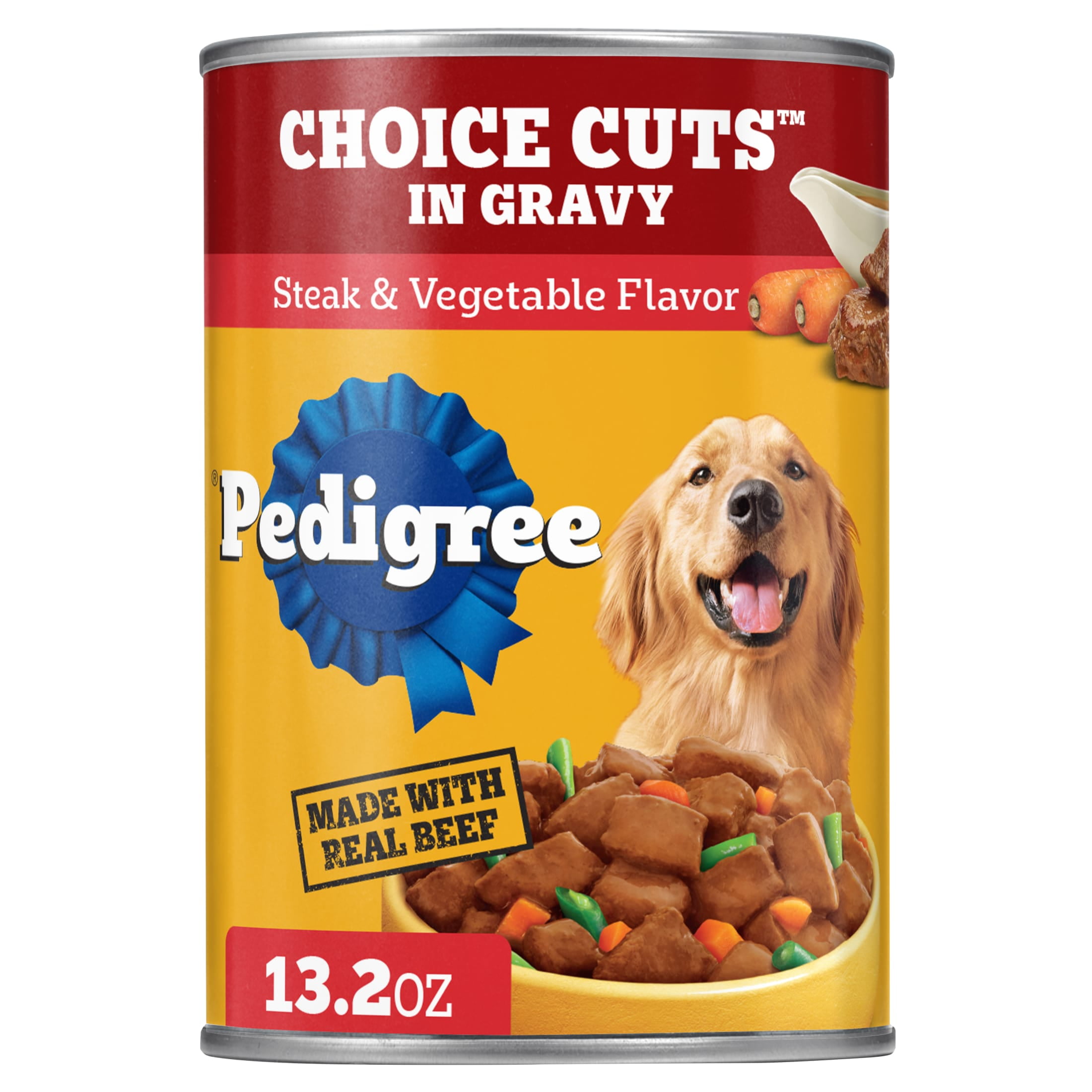 Pedigree Choice Cuts In Gravy Adult Wet Dog Food Steak & Vegetable Flavor, 13.2 Oz Cans 12 Pack